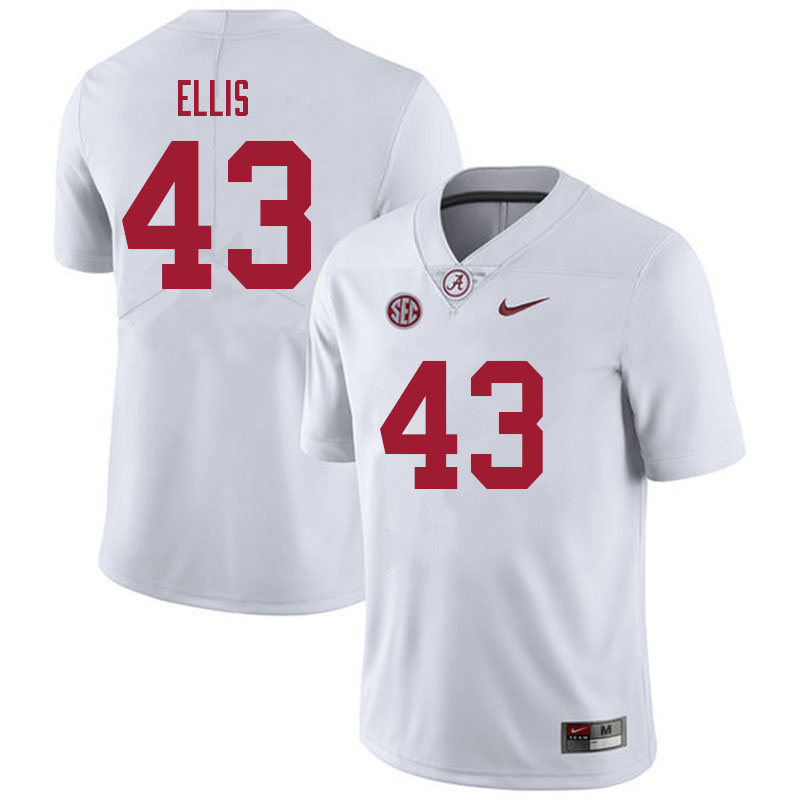 Alabama Crimson Tide Men's Robert Ellis #43 White NCAA Nike Authentic Stitched 2021 College Football Jersey BV16O00MU